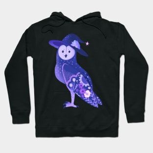 Purple Barn Owl in a Witch Hat Hoodie